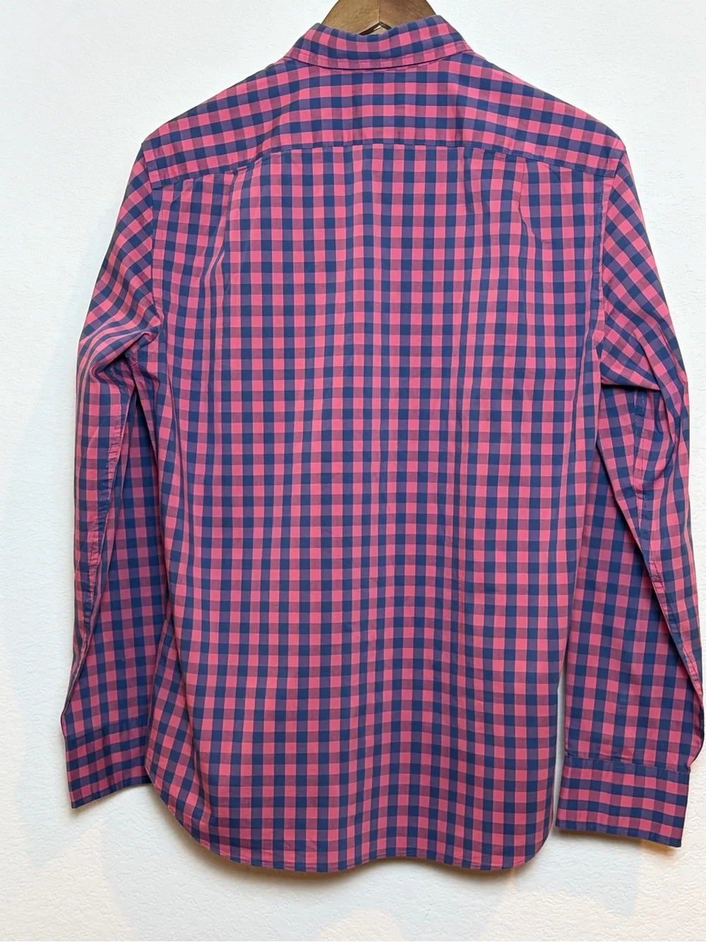 J.Crew Performance Slim Untucked Navy Red Gingham Plaid Button Down Shirt M